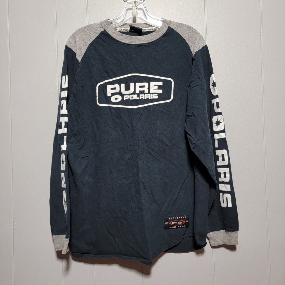 Vintage‎ Pure Polaris Racing Long Sleeve T-Shirt Mens Medium Raglan Cotton